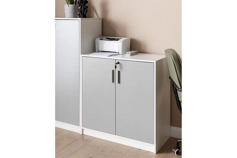 Säilytysyksikkö Zehna Harmaa, valkoinen, 80x40x80 cm - Harmaa, valkoinen, 80x40x80 cm - Säilytys - Kaappi - Säilytyskaappi
