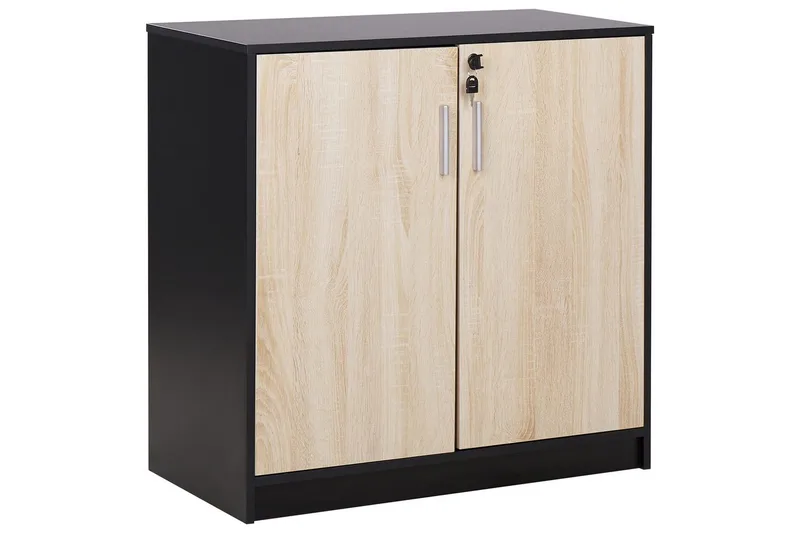Säilytysyksikkö Zehna Vaalea puu, musta, 80x40x80 cm, Vaalea puu, musta, 80x40x80 cm