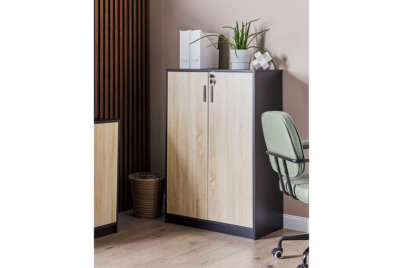 Säilytysyksikkö Zehna Vaalea puu, musta, 80x40x117 cm - Vaalea puu, musta, 80x40x117 cm - Huonekalut - TV- & Mediakalusteet - Mediajalusta & seinäteline - TV:n seinäteline