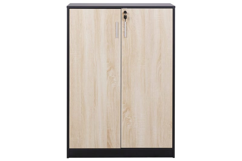 Säilytysyksikkö Zehna Vaalea puu, musta, 80x40x117 cm - Vaalea puu, musta, 80x40x117 cm - Säilytys - Kaappi - Säilytyskaappi
