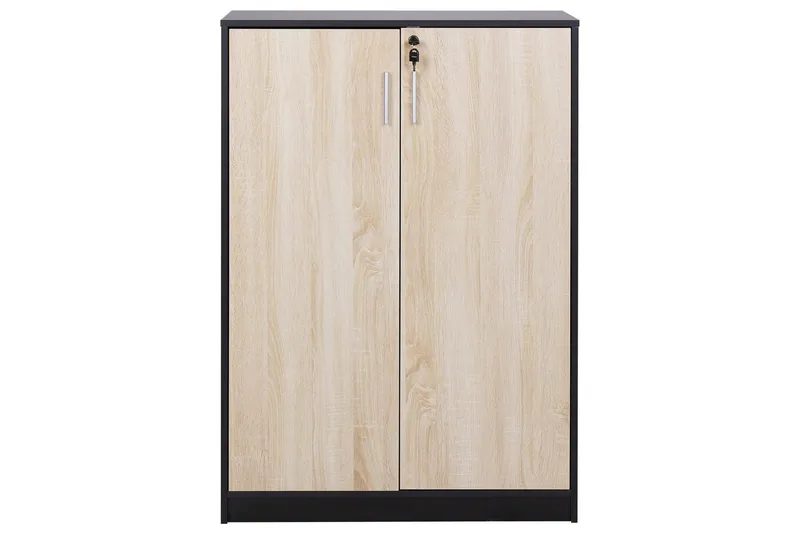 Säilytysyksikkö Zehna Vaalea puu, musta, 80x40x117 cm - Vaalea puu, musta, 80x40x117 cm - Säilytys - Kaappi - Säilytyskaappi
