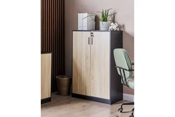 Säilytysyksikkö Zehna Vaalea puu, musta, 80x40x117 cm - Vaalea puu, musta, 80x40x117 cm - Säilytys - Kaappi - Säilytyskaappi