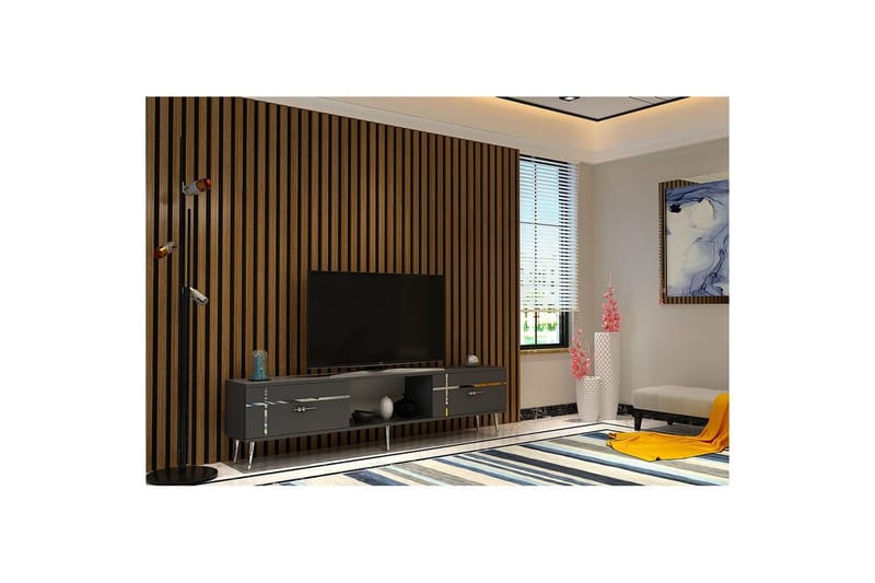 Safiya TV-taso 150 cm - Antrasiitti/Hopea - Huonekalut - TV- & Mediakalusteet - Tv taso & Mediataso