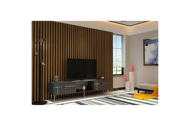 Safiya TV-taso 150 cm - Antrasiitti/Hopea - Huonekalut - TV- & Mediakalusteet - Tv taso & Mediataso