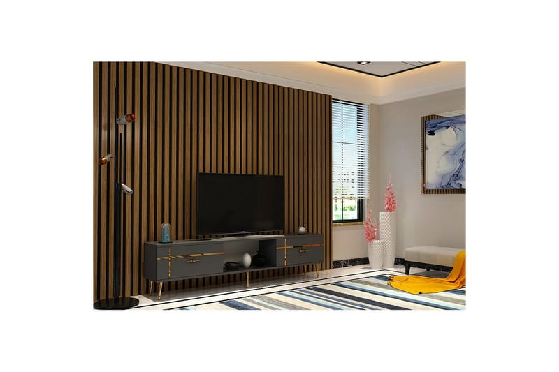 Safiya TV-taso 150 cm - Antrasiitti/Keltainend - Huonekalut - TV- & Mediakalusteet - Tv taso & Mediataso