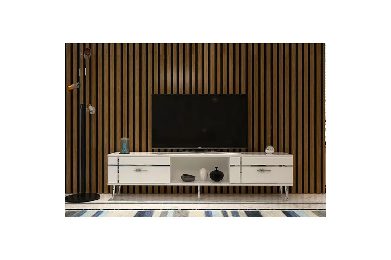 Safiya TV-taso 150 cm - Valkoinen/Hopea - Huonekalut - TV- & Mediakalusteet - Tv taso & Mediataso