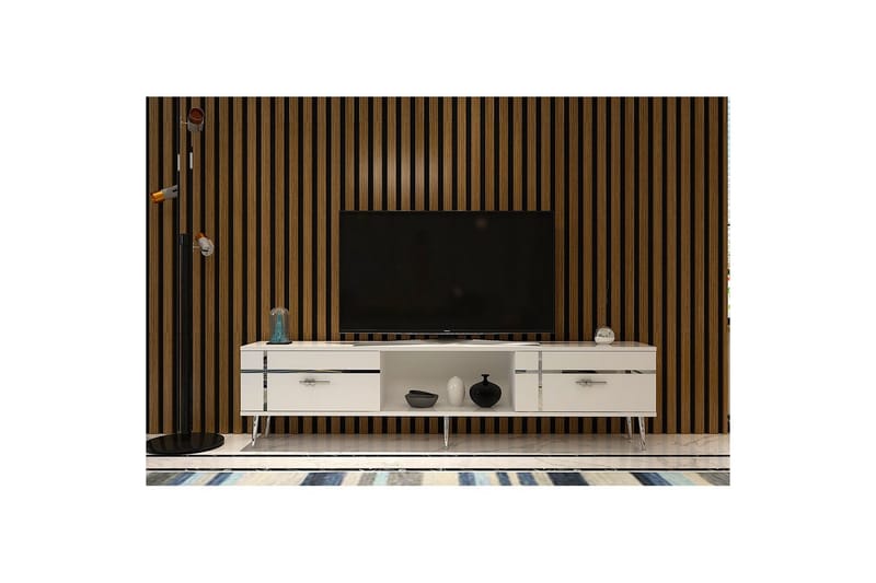 Safiya TV-taso 150 cm - Valkoinen/Hopea - Huonekalut - TV- & Mediakalusteet - Tv taso & Mediataso