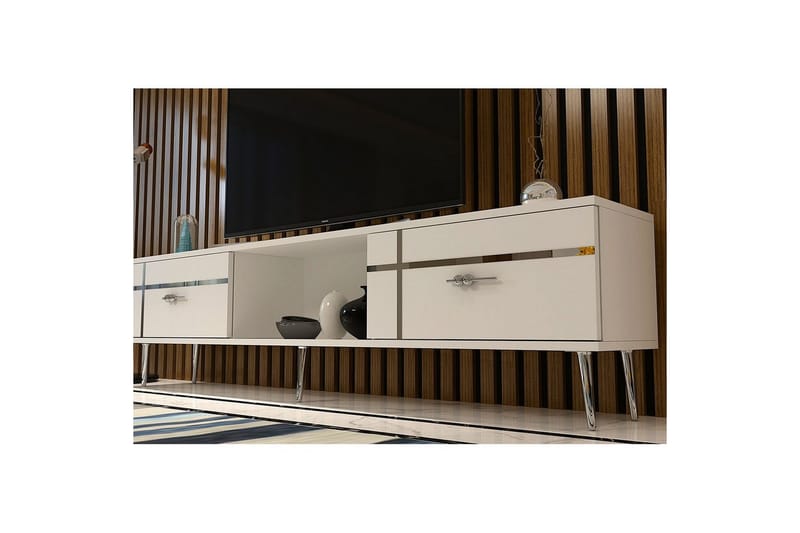 Safiya TV-taso 150 cm - Valkoinen/Hopea - Huonekalut - TV- & Mediakalusteet - Tv taso & Mediataso