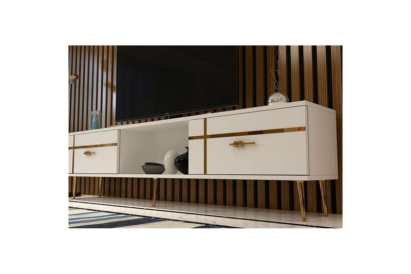 Safiya TV-taso 150 cm - Valkoinen/Keltainend - Huonekalut - TV- & Mediakalusteet - Tv taso & Mediataso