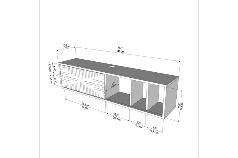 Saller TV-taso 140 cm - Musta/Valkoinen - Huonekalut - TV- & Mediakalusteet - Tv taso & Mediataso