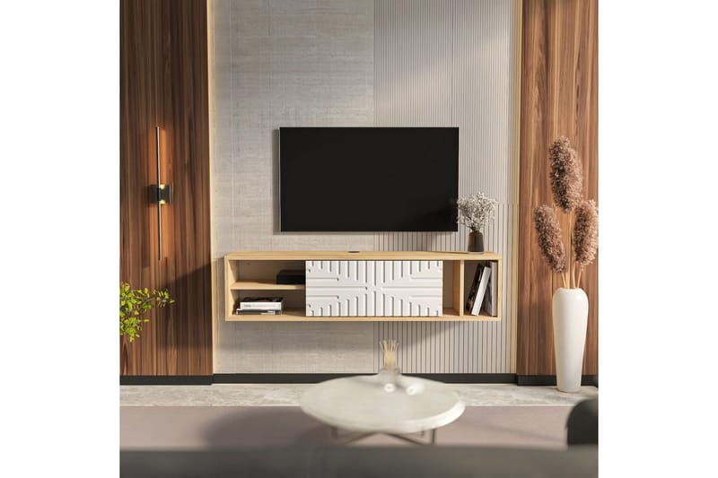 Saller TV-taso 140 cm - Tammi/Valkoinen - Huonekalut - TV- & Mediakalusteet - Tv taso & Mediataso