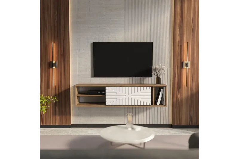 Saller TV-taso 140 cm - Pähkinä/Valkoinen - Huonekalut - TV- & Mediakalusteet - Tv taso & Mediataso