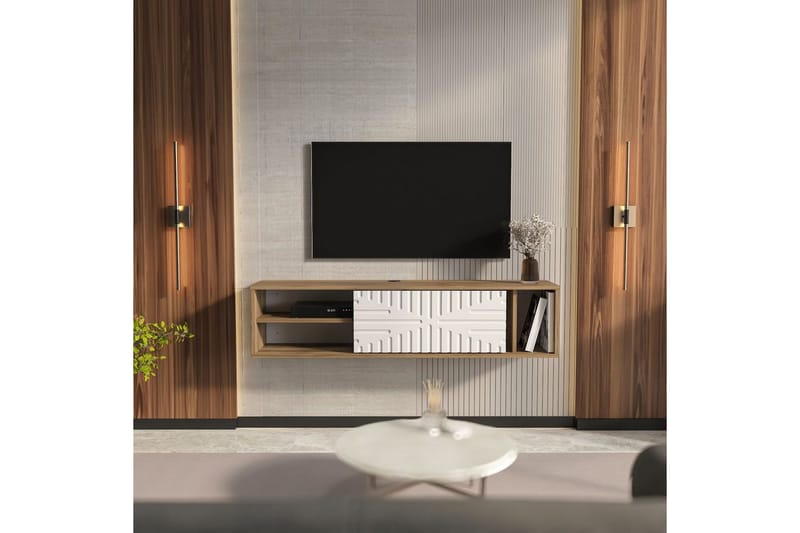 Saller TV-taso 140 cm - Pähkinä/Valkoinen - Huonekalut - TV- & Mediakalusteet - Tv taso & Mediataso