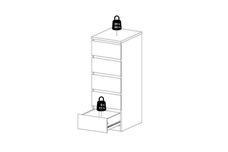 Salomns-lipasto 111,3 cm - Valkoinen korkeakiilto - Säilytys - Säilytyskalusteet - Lipasto