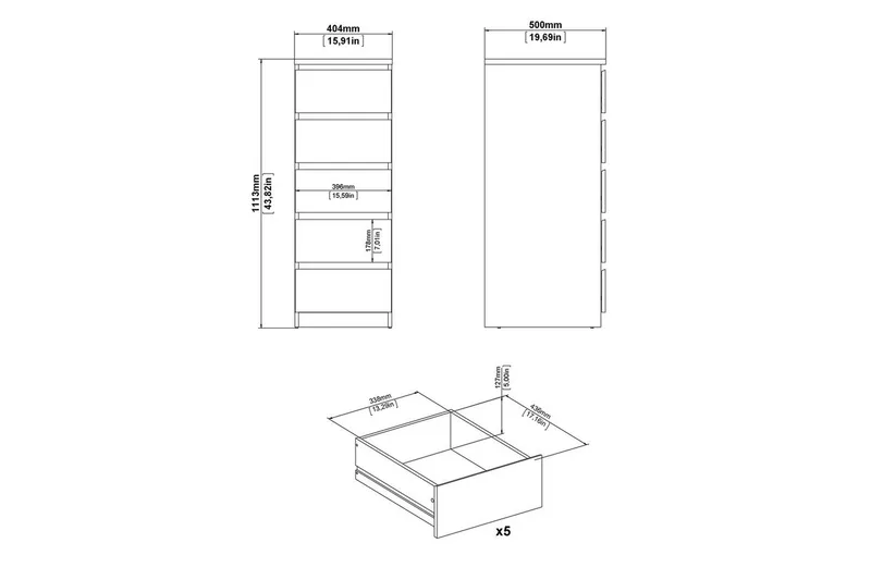 Salomns-lipasto 111,3 cm - Valkoinen korkeakiilto - Säilytys - Säilytyskalusteet - Lipasto