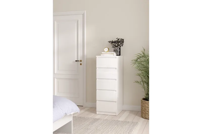 Salomns-lipasto 111,3 cm - Valkoinen korkeakiilto - Säilytys - Säilytyskalusteet - Lipasto