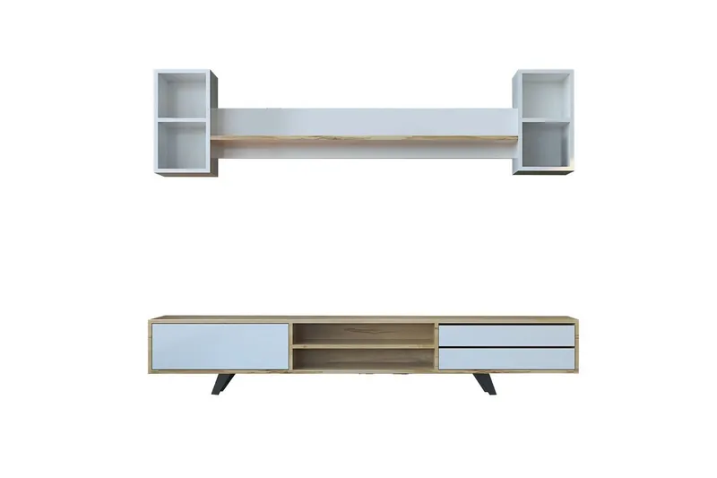 Seyra Tv-stativ 45 cm, Valkoinen/Tammi