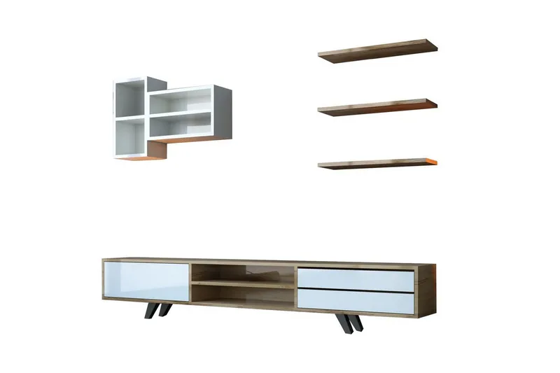 Seyra Tv-stativ 45 cm - Valkoinen/Tammi - Huonekalut - TV- & Mediakalusteet - Mediajalusta & seinäteline