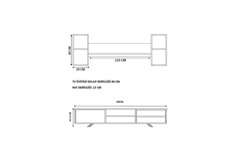 Seyra Tv-stativ 45 cm - Valkoinen/Tammi - Huonekalut - TV- & Mediakalusteet - Mediajalusta & seinäteline