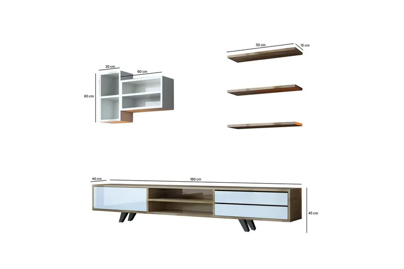 Seyra Tv-stativ 45 cm - Valkoinen/Tammi - Huonekalut - TV- & Mediakalusteet - Mediajalusta & seinäteline