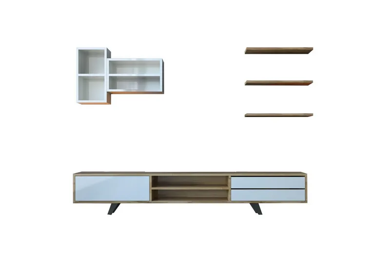 Seyra Tv-stativ 45 cm, Valkoinen/Tammi