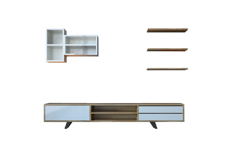 Seyra Tv-stativ 45 cm, Valkoinen/Tammi