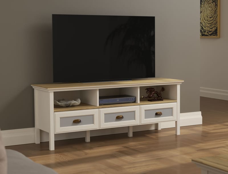 Sopira TV-taso 150 cm - Kerma, tammi ja harmaa - Huonekalut - TV- & Mediakalusteet - Mediajalusta & seinäteline