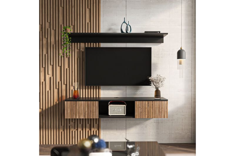 Sovric TV-taso 140 cm - Luonnollinen/Musta - Huonekalut - TV- & Mediakalusteet - Tv taso & Mediataso
