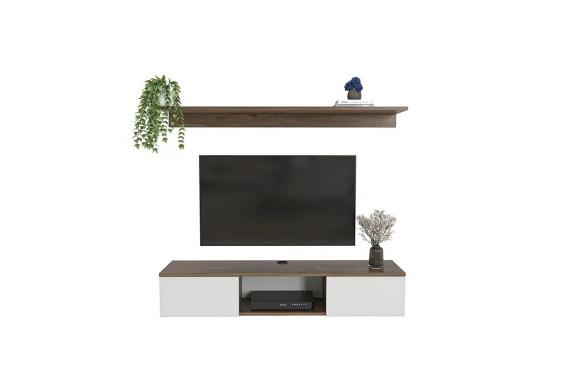 Sovric TV-taso 140 cm - Pähkinä/Valkoinen - Huonekalut - TV- & Mediakalusteet - Tv taso & Mediataso