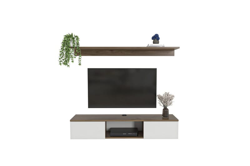 Sovric TV-taso 140 cm - Pähkinä/Valkoinen - Huonekalut - TV- & Mediakalusteet - Tv taso & Mediataso