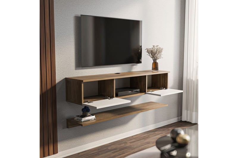 Sovric TV-taso 140 cm - Pähkinä/Valkoinen - Huonekalut - TV- & Mediakalusteet - Tv taso & Mediataso