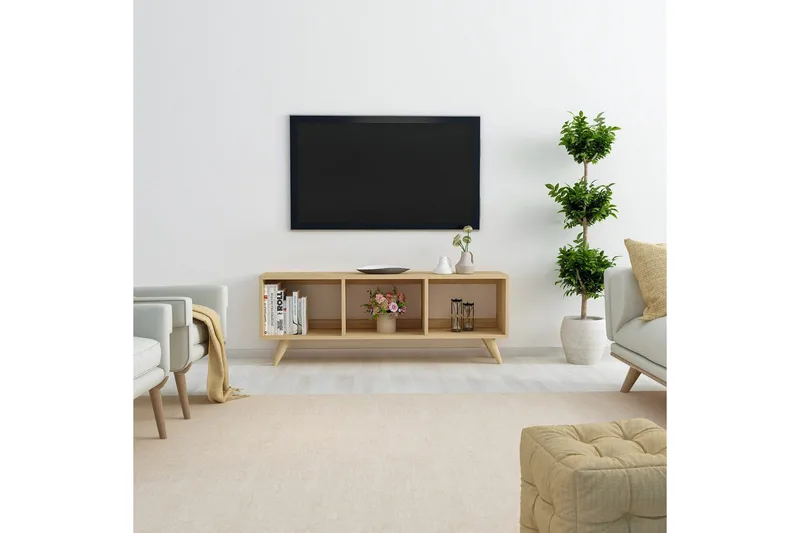 Springhill lattiaseisova tv-taso 120 cm säilytyksellinen maalattu puu - Beige - Huonekalut - TV- & Mediakalusteet - Tv taso & Mediataso