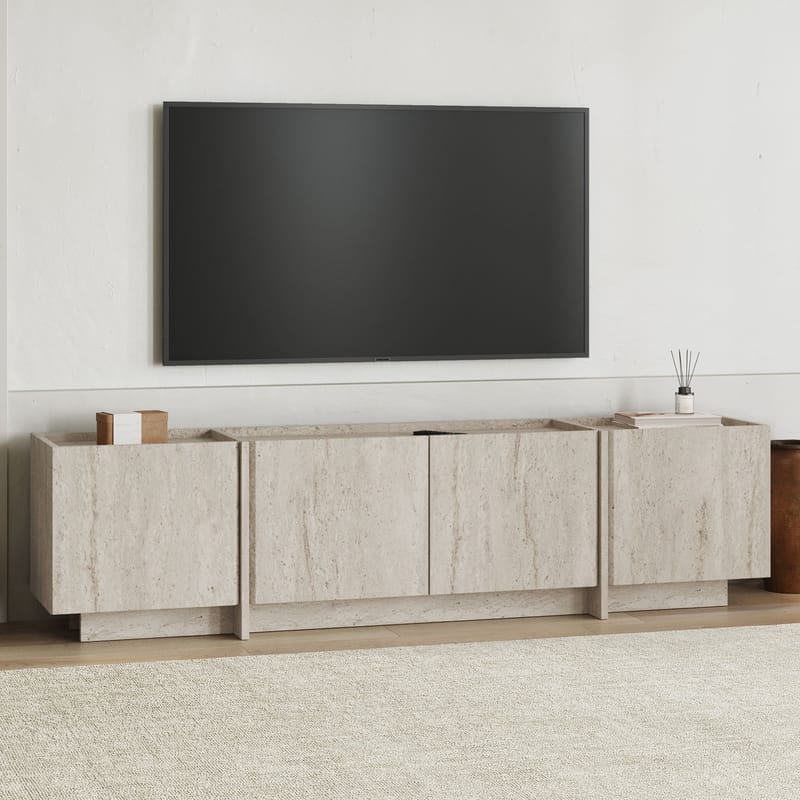 Sylvenn TV- ja mediapenkki 180 cm, puisella säilytystilalla - Beige - Huonekalut - TV- & Mediakalusteet - Tv taso & Mediataso