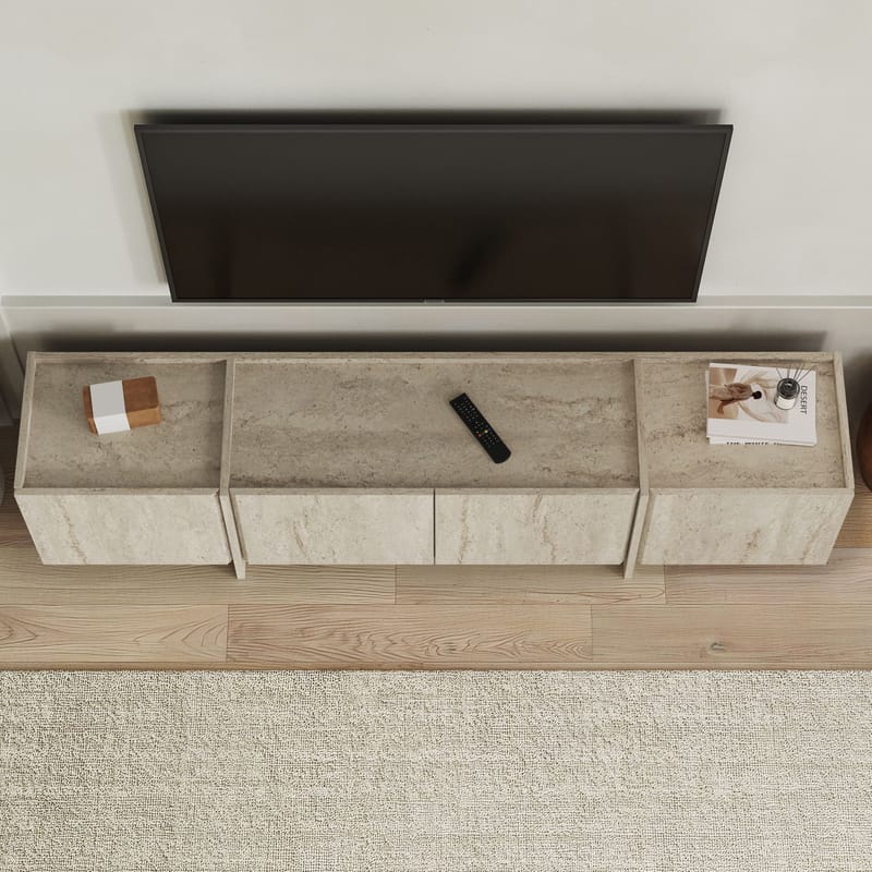 Sylvenn TV- ja mediapenkki 180 cm, puisella säilytystilalla - Beige - Huonekalut - TV- & Mediakalusteet - Tv taso & Mediataso