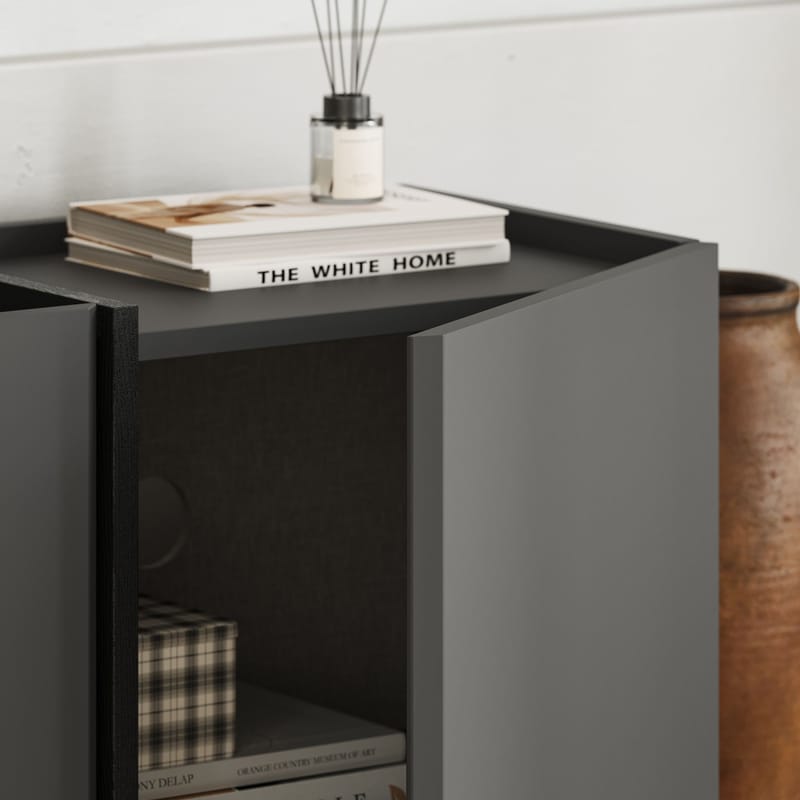 Sylvenn TV-taso 180 cm - Antrasiitti ja musta - Huonekalut - TV- & Mediakalusteet - Mediajalusta & seinäteline