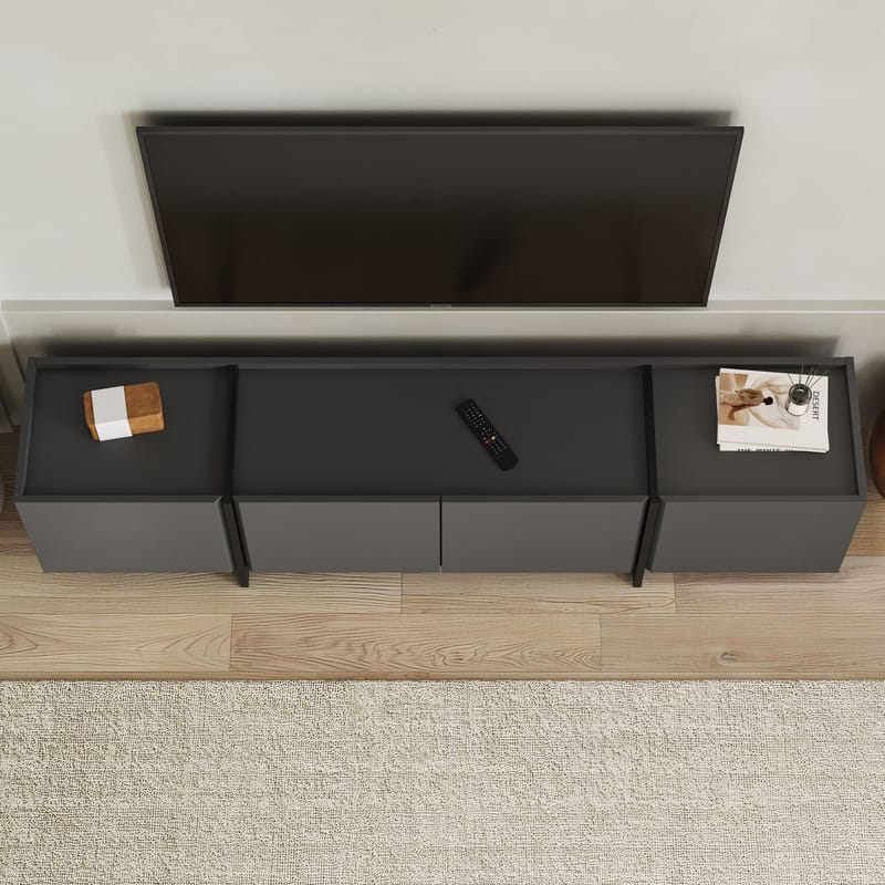Sylvenn TV-taso 180 cm - Antrasiitti ja musta - Huonekalut - TV- & Mediakalusteet - Mediajalusta & seinäteline
