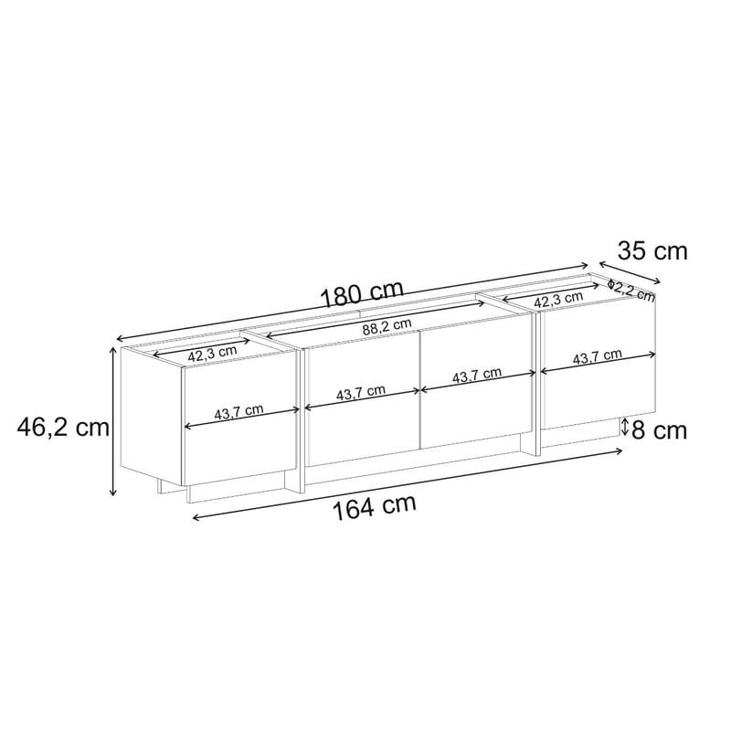Sylvenn TV-taso 180 cm - Antrasiitti/Musta - Huonekalut - TV- & Mediakalusteet - Tv taso & Mediataso