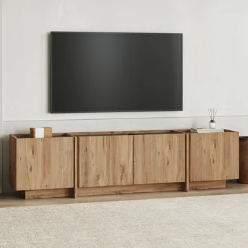 Sylvenn TV-taso 180 cm - Atlantic Pine/Antrasiitti - Huonekalut - TV- & Mediakalusteet - Tv taso & Mediataso