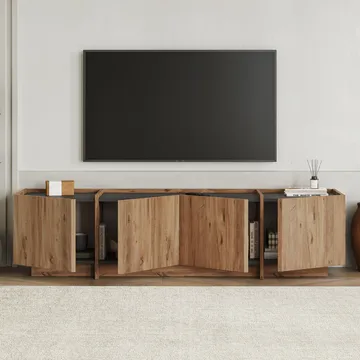 Sylvenn TV-taso 180 cm - Atlantic Pine/Antrasiitti - Huonekalut - TV- & Mediakalusteet - Tv taso & Mediataso