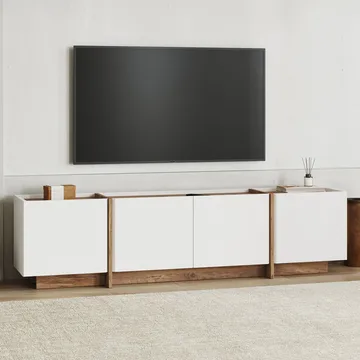 Sylvenn TV-taso 180 cm - Valkoinen ja Atlantic Pine - Huonekalut - TV- & Mediakalusteet - Tv taso & Mediataso
