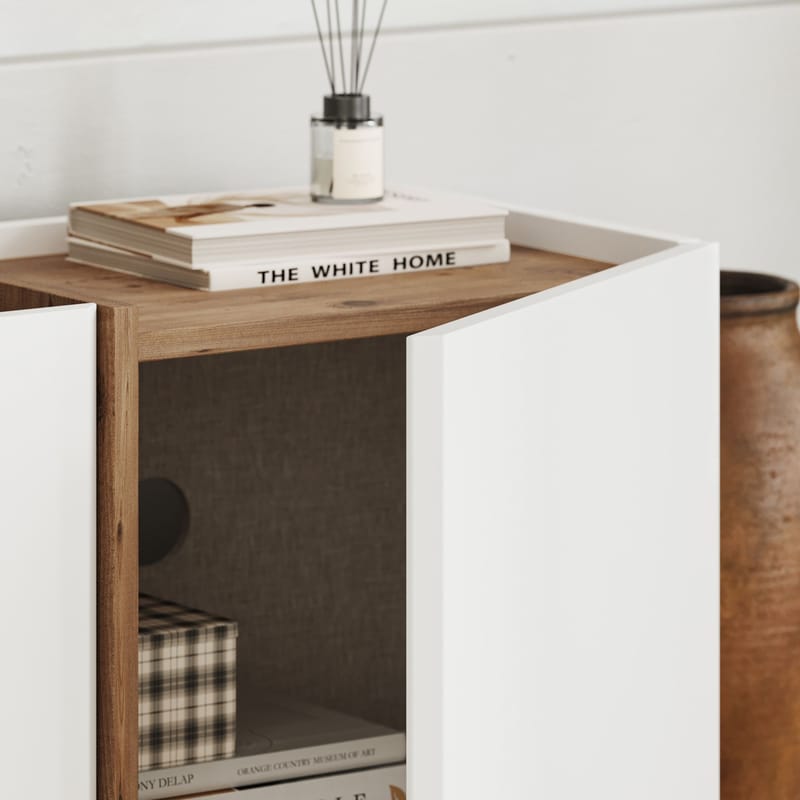 Sylvenn TV-taso 180 cm - Valkoinen ja Atlantic Pine - Huonekalut - TV- & Mediakalusteet - Mediajalusta & seinäteline