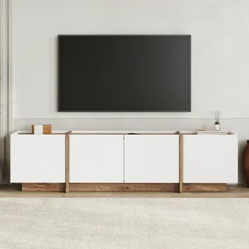 Sylvenn TV-taso 180 cm - Valkoinen ja Atlantic Pine - Huonekalut - TV- & Mediakalusteet - Tv taso & Mediataso
