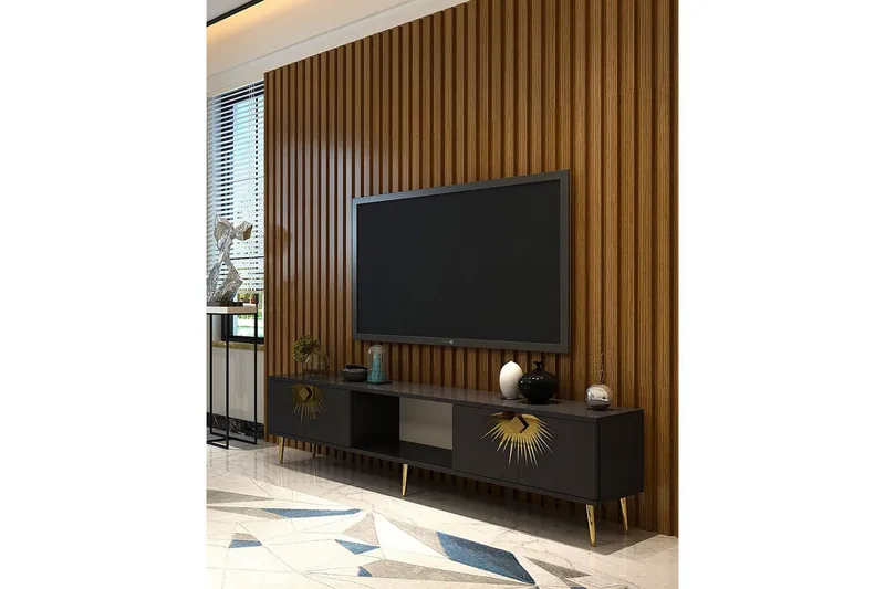 Tari TV-taso 150 cm - Antrasiitti/Keltainend - Huonekalut - TV- & Mediakalusteet - Tv taso & Mediataso