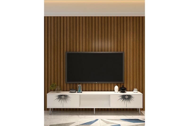 Tari TV-taso 150 cm - Valkoinen/Hopea - Huonekalut - TV- & Mediakalusteet - Tv taso & Mediataso