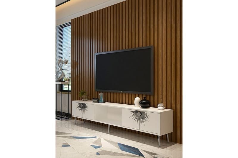 Tari TV-taso 150 cm - Valkoinen/Hopea - Huonekalut - TV- & Mediakalusteet - Tv taso & Mediataso