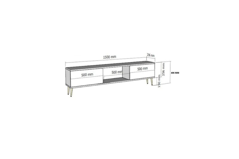 Tari TV-taso 150 cm - Valkoinen/Keltainend - Huonekalut - TV- & Mediakalusteet - Tv taso & Mediataso