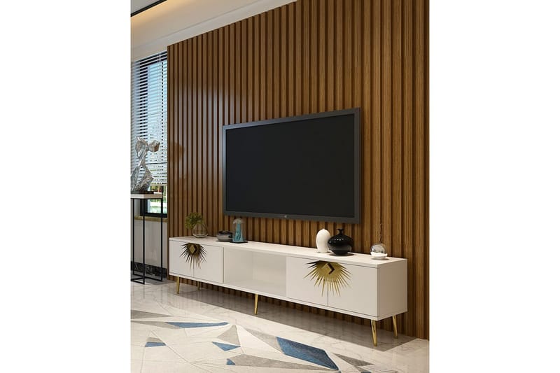 Tari TV-taso 150 cm - Valkoinen/Keltainend - Huonekalut - TV- & Mediakalusteet - Tv taso & Mediataso