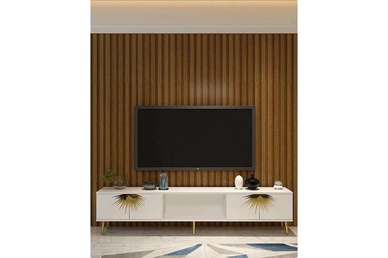 Tari TV-taso 150 cm - Valkoinen/Keltainend - Huonekalut - TV- & Mediakalusteet - Tv taso & Mediataso