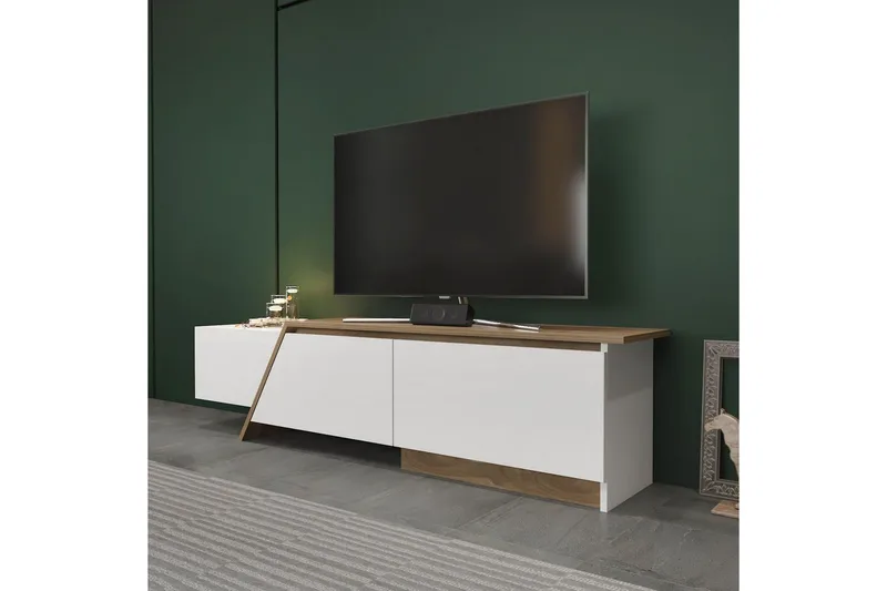 Tavros TV-taso 180 cm - Valkoinen/Pähkinä - Huonekalut - TV- & Mediakalusteet - Tv taso & Mediataso
