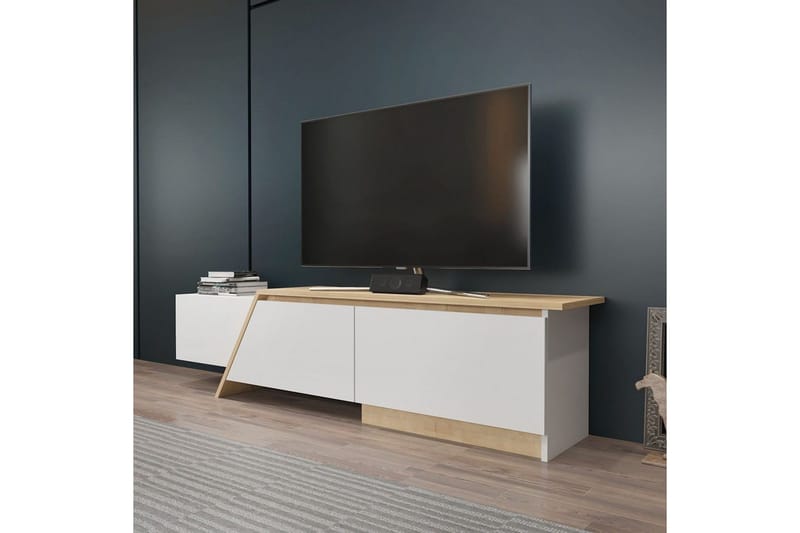 Tavros TV-taso 180 cm - Valkoinen/Tammi - Huonekalut - TV- & Mediakalusteet - Tv taso & Mediataso